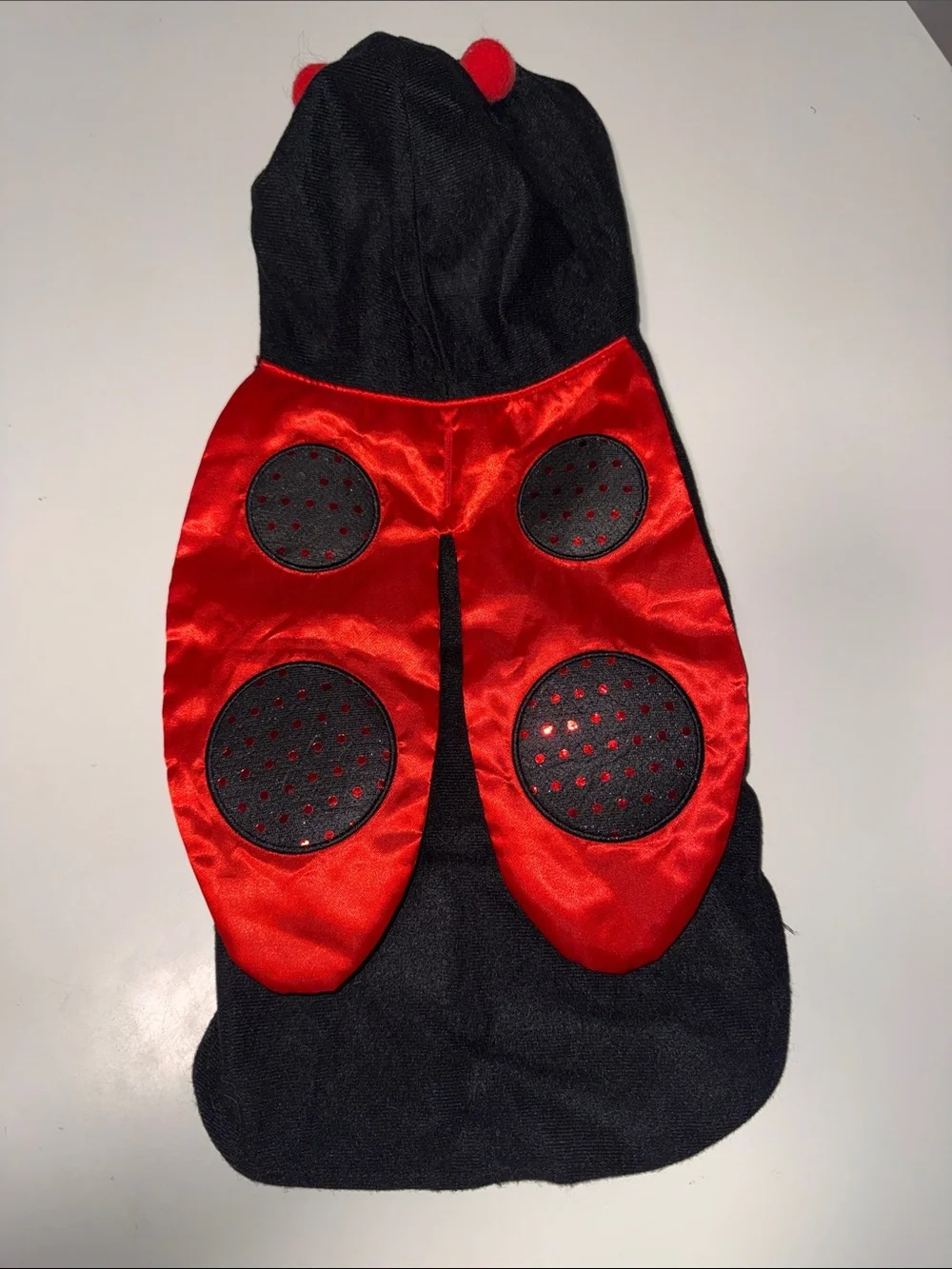 Ladybug Dog Costume Hoodie - Black & Red